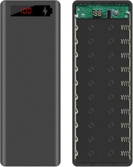 10‑Cell 18650 Power Bank Module – 5 V/2 A Dual‑USB Output, LED Display & Fast‑Charge PCB