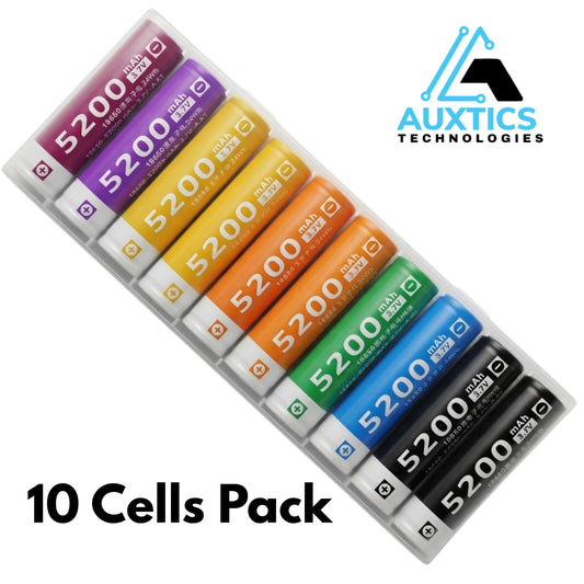 18650 Lithium Battery Cells Pack of 10 – Brand New Rechargeable 3.7V Li-ion Batteries for DIY Power Bank & Backup