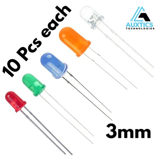 Assorted LED Pack – Red, Green, Blue, Orange & White LEDs for DIY Electronics Projects