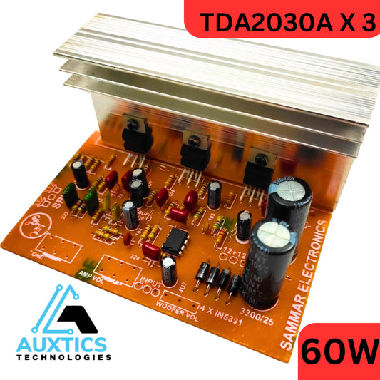TDA2030A × 3 – 2.1 Channel Subwoofer Amplifier Circuit