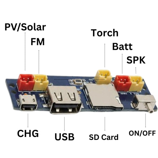 Stereo Bluetooth Speaker Module with Hi-Fi Sound, Solar Charging & Torch