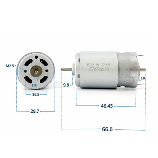 RS-395 High-Torque DC Motor – 6 V-12 V, 15 000 RPM for DIY Drills, RC Cars & Robotics