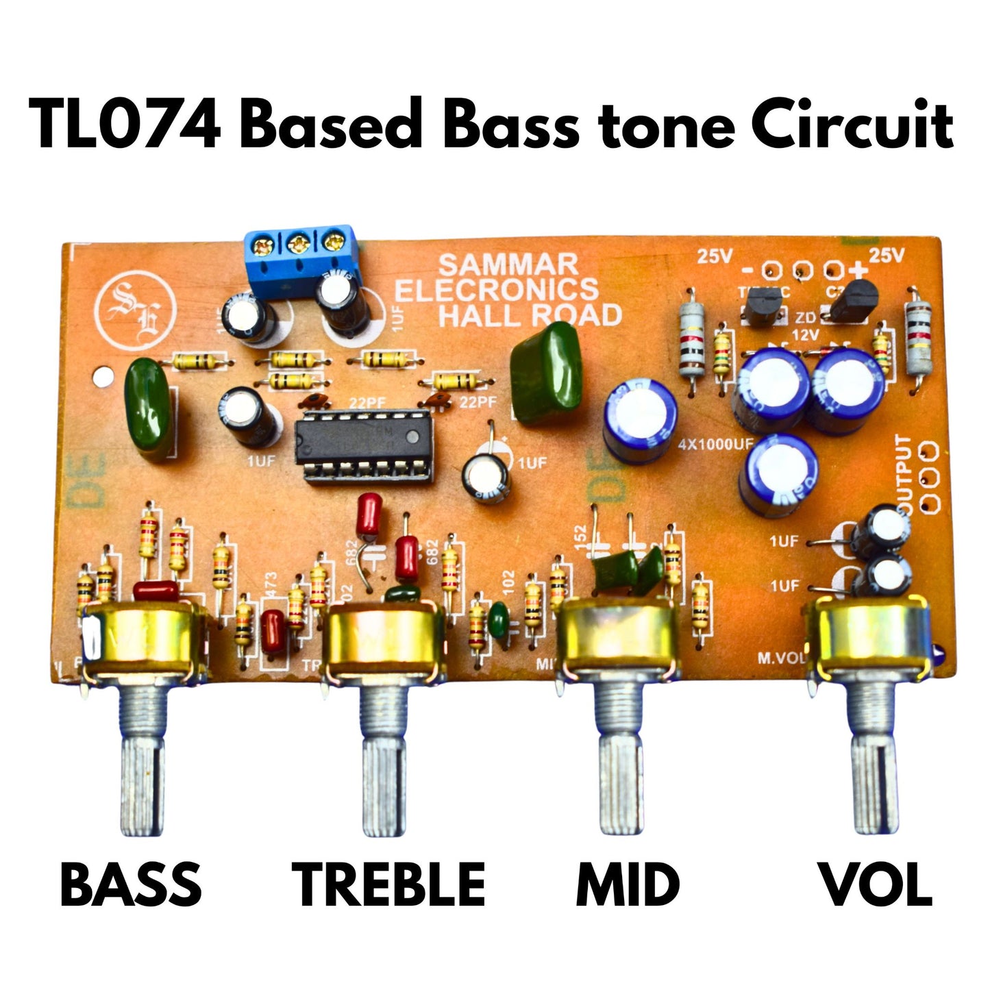 TL074 Bass Tone Control Kit – Bass, Treble, Mid & Volume Adjustment