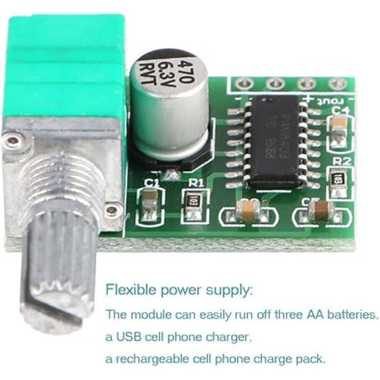 PAM8403 Mini Stereo Amplifier Module with Volume Control – Clear Sound, Compact Size